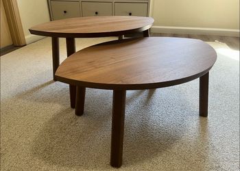 Ikea Walnut Nesting Coffee Table Set of 2