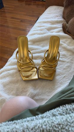 Gold Square Heels