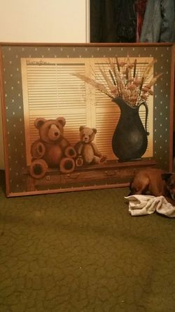 Huntington Bears Oil Painting Great condition