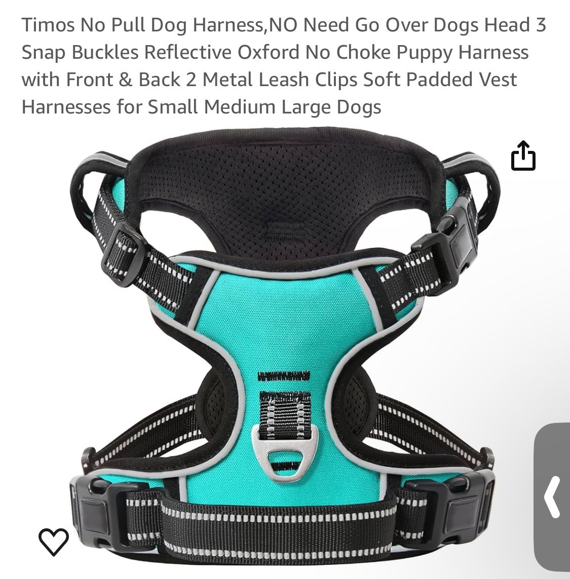 Timos No Pull Dog Harness,NO Need Go Over Dogs Head 3 Snap Buckles Reflective Ox