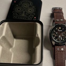 [New] Fossil Men's Coachman Quartz Stainless Steel and Leather Chronograph Watch