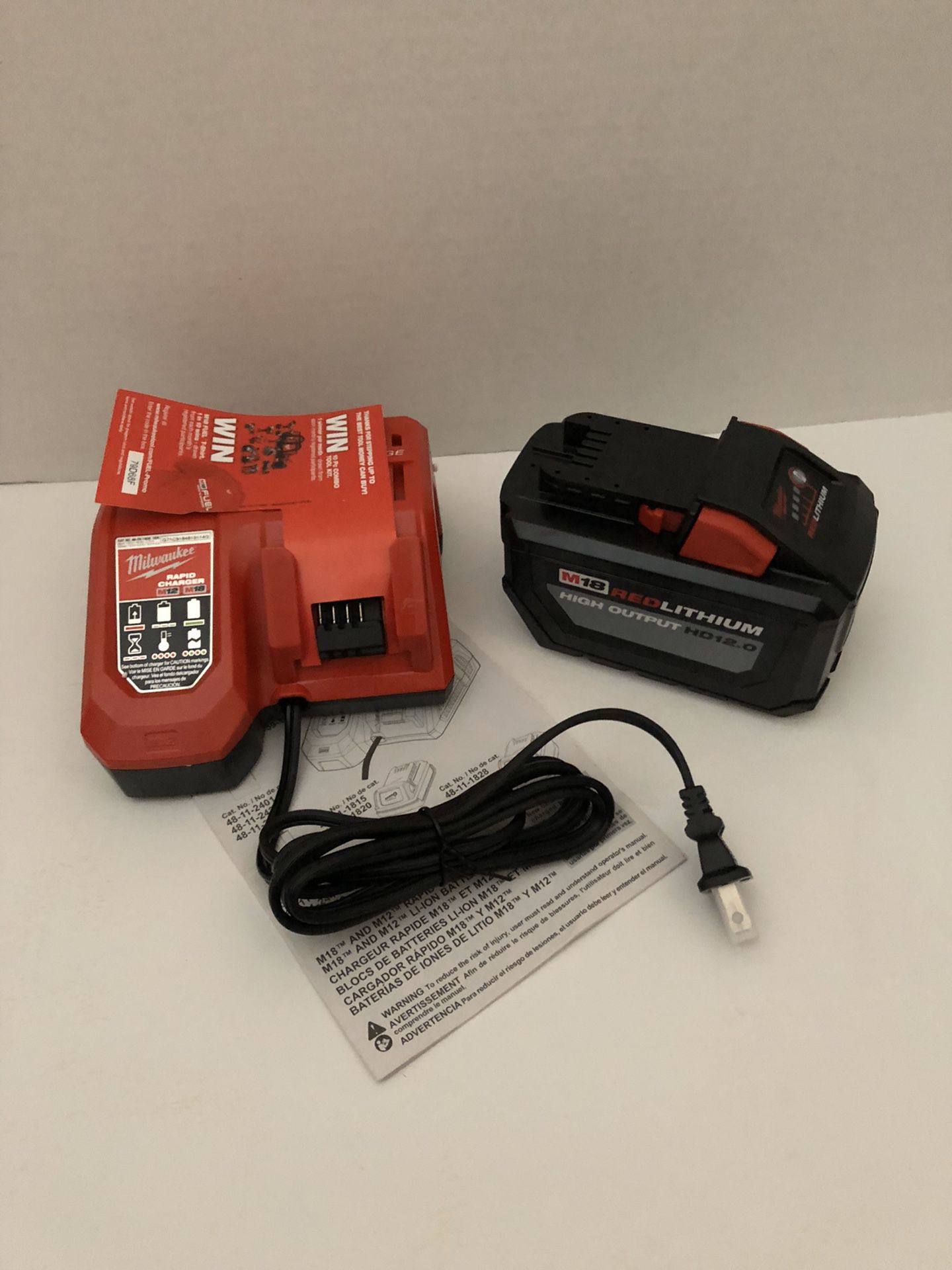 Milwaukee M18 High output 12.0ah battery & Rapid Charger