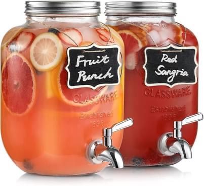 1-Gallon Glass Beverage Dispenser with Stainless Steel Spigot