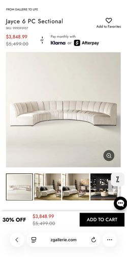 7 PC Sectional curved white sofa