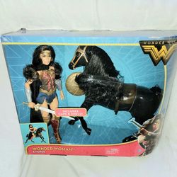 DC WONDER WOMAN BARBIE SIZED DOLL WITH HORSE 2016 SET BRAND NEW IN BOX---PRICE IS FIRM