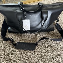 Ted Baker Black Leather Weekend Travel Duffle