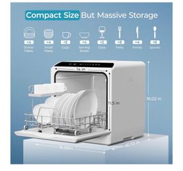 EUHOMY 6 Programs Countertop Dishwasher, Portable Dishwasher with 5L Built-in Water Tank & Inlet Hose, Mini Dishwasher(AP2)