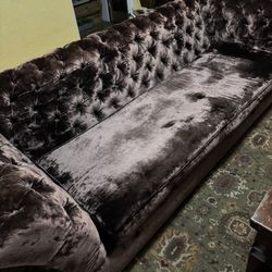 Chocolate Brown Tufted Sofa