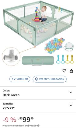 COMOMY Corrales de juegos para bebés y niños pequeños, 79 x 71 pulgadas, extra grande, valla segura y antideslizante, diseño de malla completa, centro
