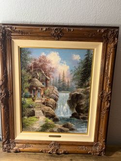 ART Canvas painting 2006 Dennis Lewan Waterfall