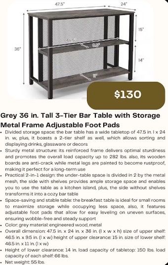 Bar table