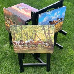 Beautiful Wooden Collection Folding Tables 15X20” And 25” Inch Tall 