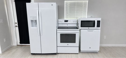 Fridge, stove, dishwasher, and microwave