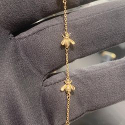 14k Yellow Gold Bumble Bee Anklet