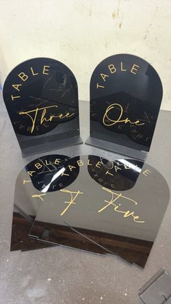 Black Acrylic Table Number Signs Set