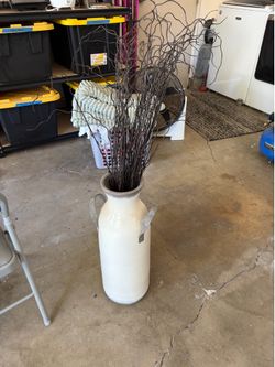 Farmhouse vase white and gray