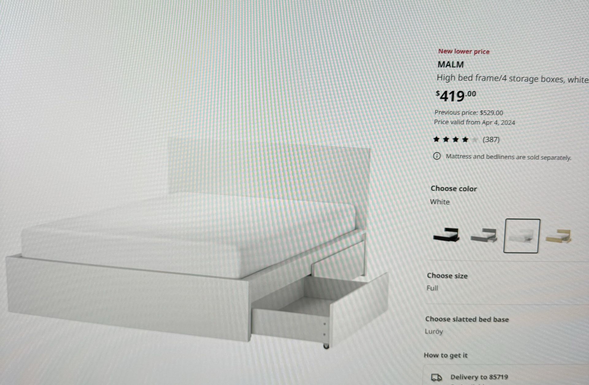 IKEA BED FRAME- MALM (Full)
