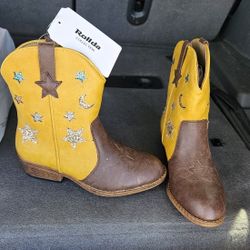 Girls Size 2 Rollda Yellow Cowboy Boots New With Tag