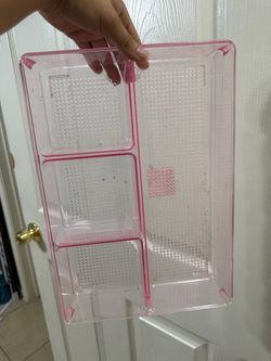 Pink Clear Plastic Divided Organizer Tray