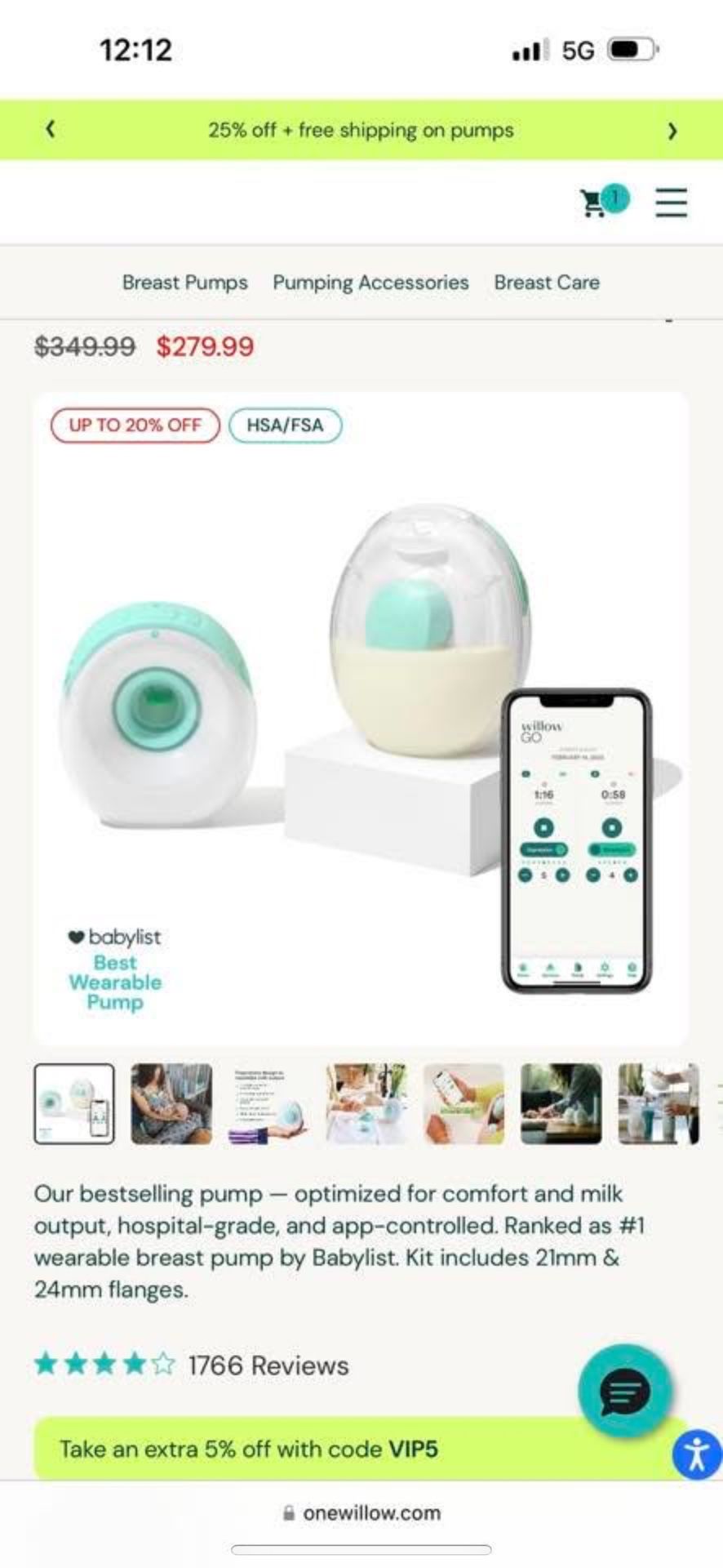 willow on the go pump