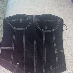 Brand New Black Denim Corset Top Small