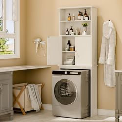 New Over The Toilet Storage Cabinet for Bathroom, Storage Organizer Over Toilet, Space Saver W/Adjustable Shelf & Open Storage Shelf, 75in  New in box