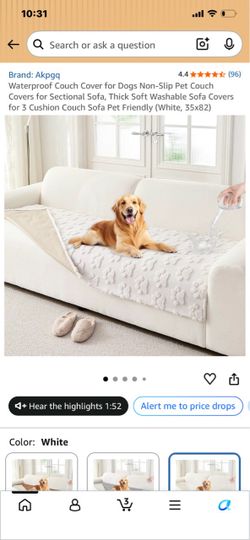 New in packaging white waterproof couch cover for animals