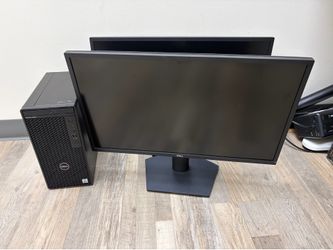 Dell Optiplex 3090 pc desktop dual 27” monitors