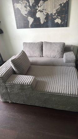 Gray Corduroy Oversized Loveseat Sofa