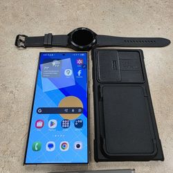 Samsung Galaxy S24 Ultra With Galaxy Watch And Case