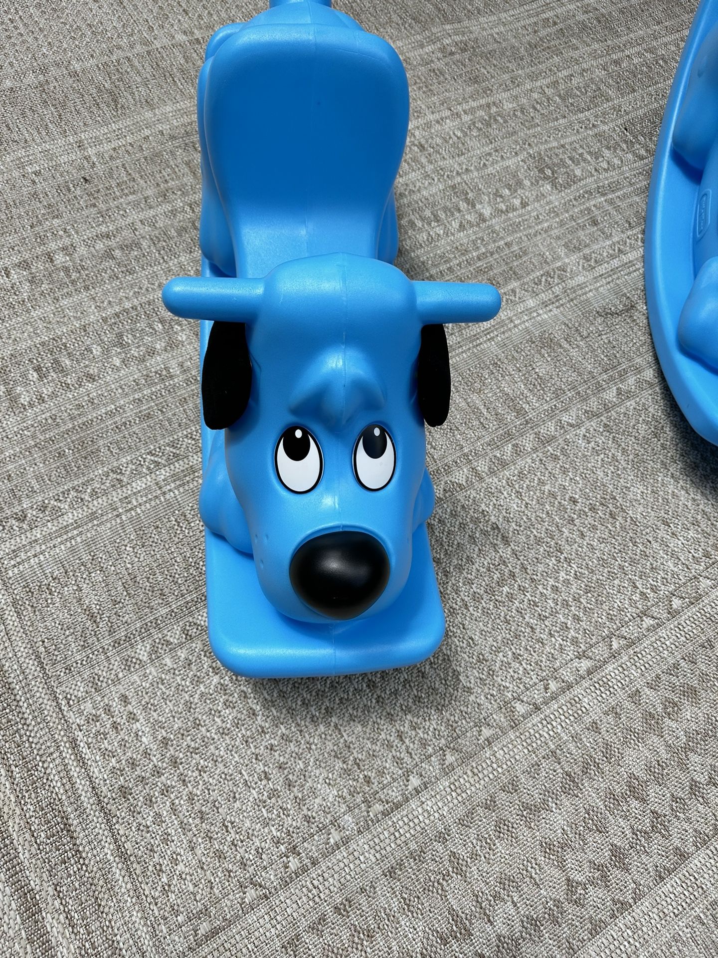 (Pair Of 2) Little Tikes Rockin' Puppy in Blue, Classic Indoor Outdoor Toddler Ride-on Toy