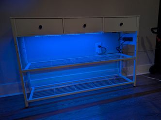 White Shoe Rack with 3 Drawers and LED Lights