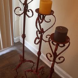 Cranberry  Floor Candle Holders 