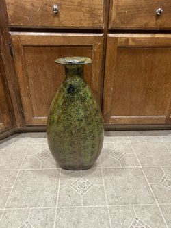 Tall Decorative Green Brown Vase 