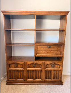 Wood shelf with desk