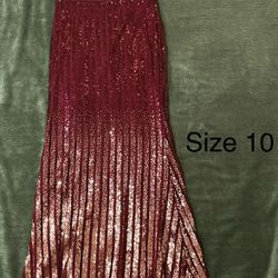Sequins Gown Burgundy And Gold 