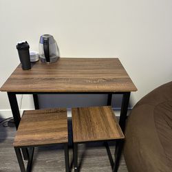 Small Dining Table with 2 Stools