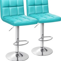 Homall Bar Stools Modern PU Leather Adjustable Swivel Barstools, Armless Hydraulic Kitchen Counter Bar Stool Extra Height Square Island Barstool with 