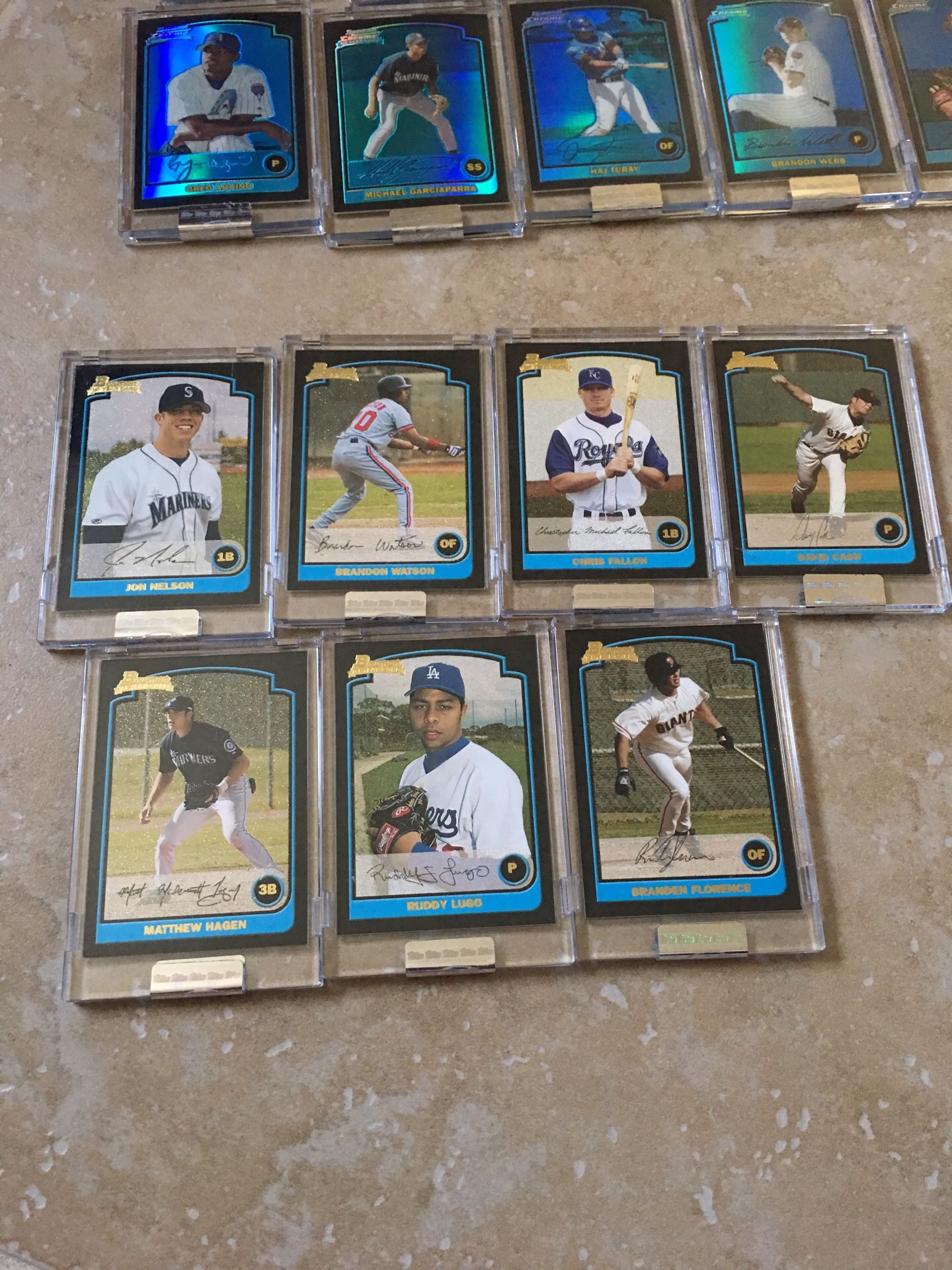 (7) Different Bowman 1st Year Baseball Cards