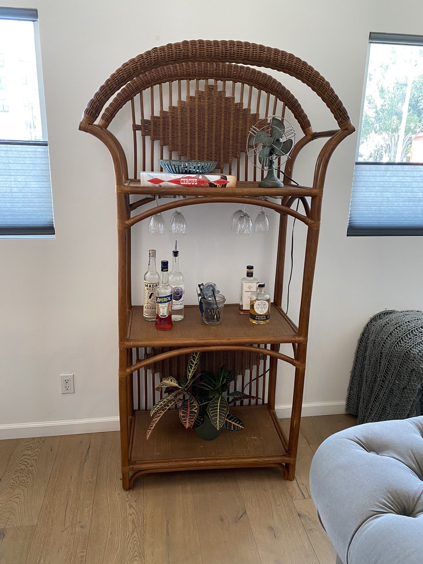 Mid Century Bamboo Cocktail Bar and Shelves