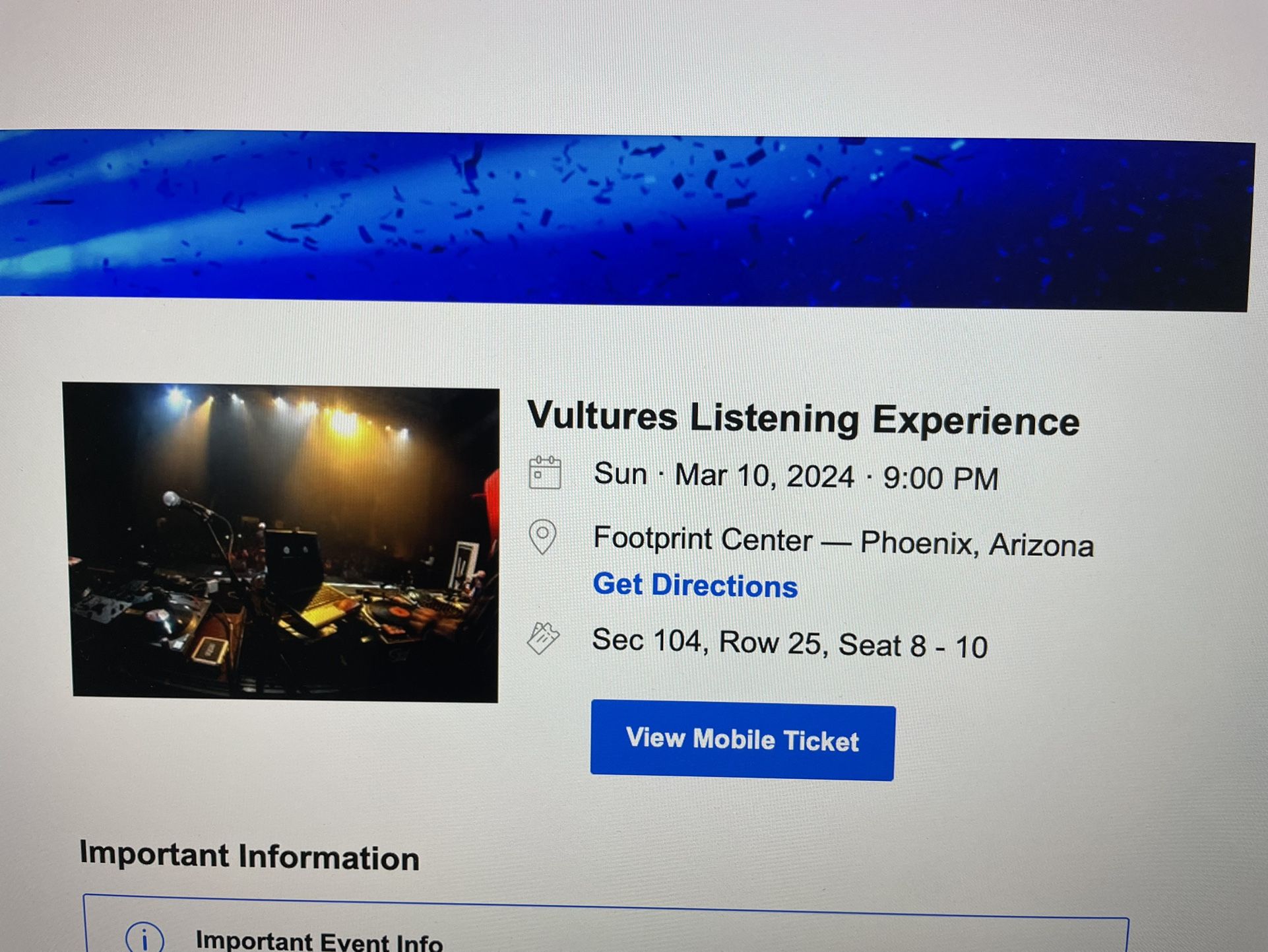 Kanye West Show Tickets 03/10/2024 In Phx Az