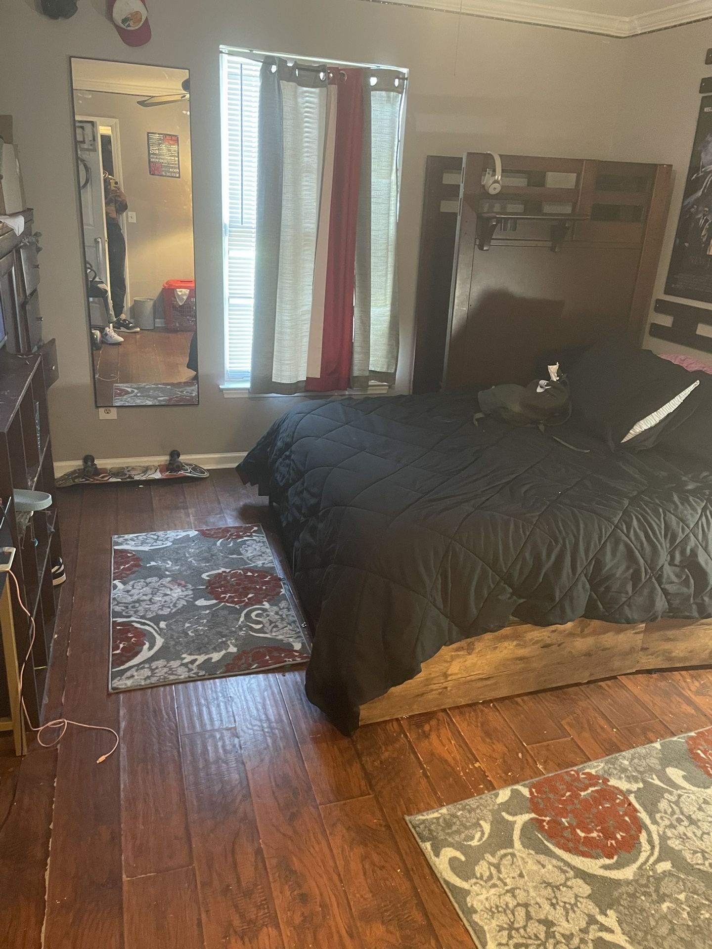 Platform Bed Four Drawers & Queen Mattress 1 Yr Old