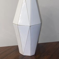 Unique Large White Ceramic Vase H15” With The Stitch Texture 