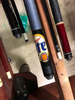 Set of Pool Cues with Miller Lite Cue