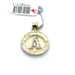 10kt Gold Round Diamond Cut Circle Letter A Pendant 2.00grams 177817 1