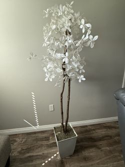 Artificial White Tree Home Decor with Planter