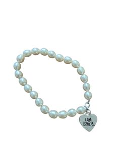 925 sterling silver white freshwater pearl bracelet.  EUC.  7".