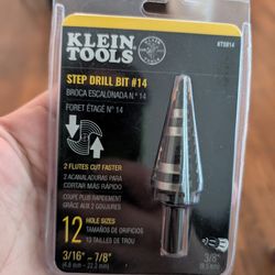 Klein Tools KTSB14 Step Drill Bit #14 Double-Fluted 3/16 to 7/8-Inchu