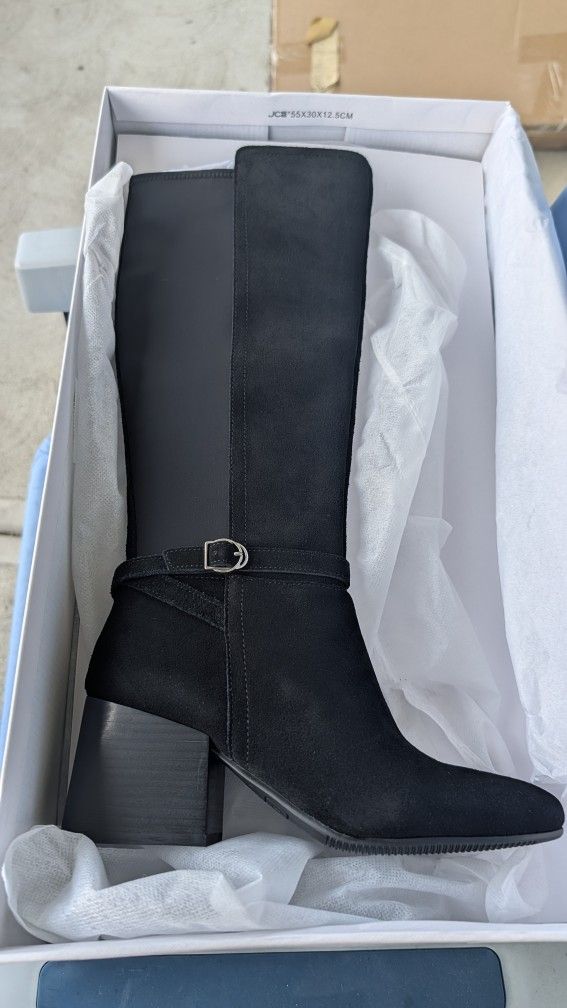 Blondo Women’s Ashley Waterproof Knee-High Boot – Black Suede (Size 6.5)