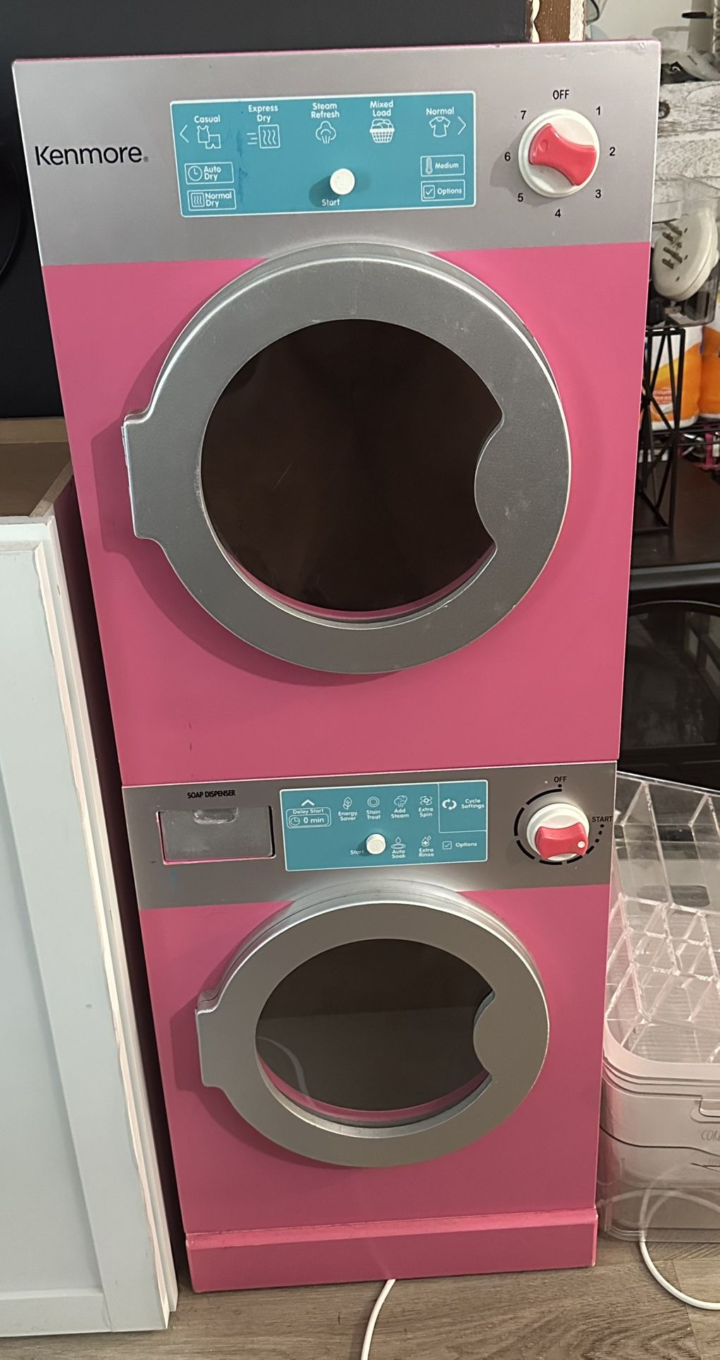 My First Kenmore Pink Wooden Washer & Dryer Play Set